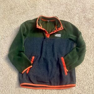 Eddie Bauer Green and Gray Zip-Up Sweater with Orange Trim